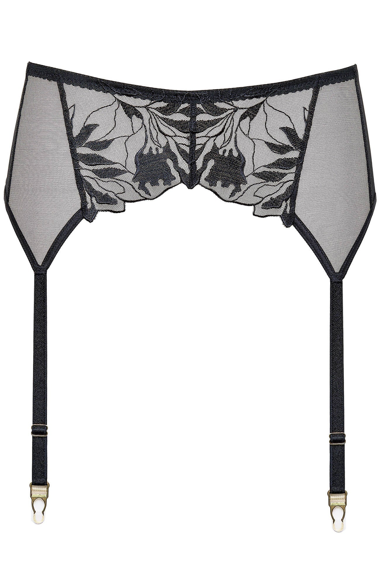 High Waist Mesh Garter Belt Gorteks Coco Black